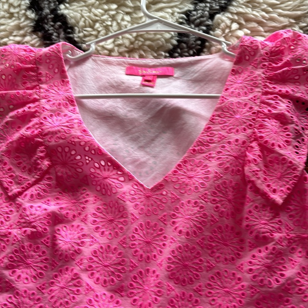 Lilly Pulitzer Lina Eyelet Top Size medium pink - Picture 3 of 3